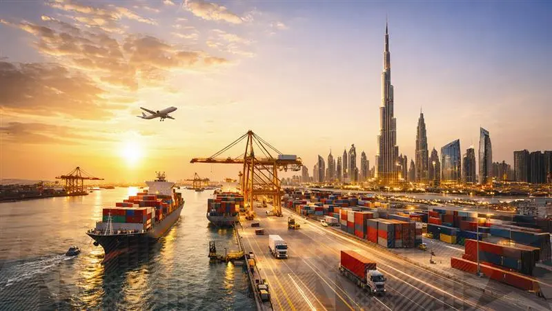 Cargo shipping from the UK to Dubai with containers and freight transport